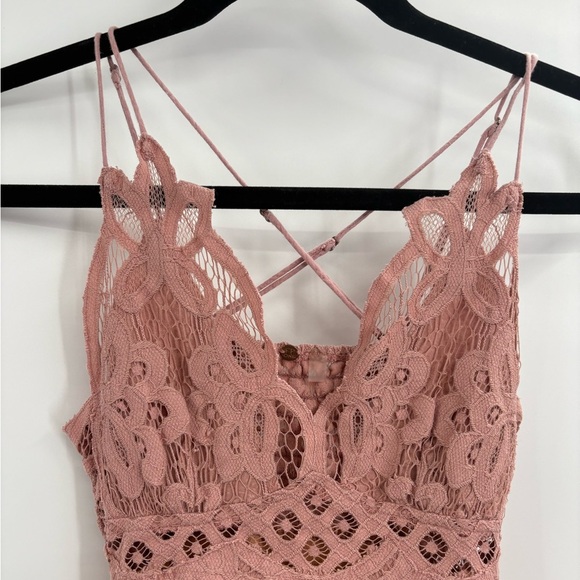 Free People one Adella Frilled boho bohemian Chemise Dress mini size xs - Picture 3 of 14